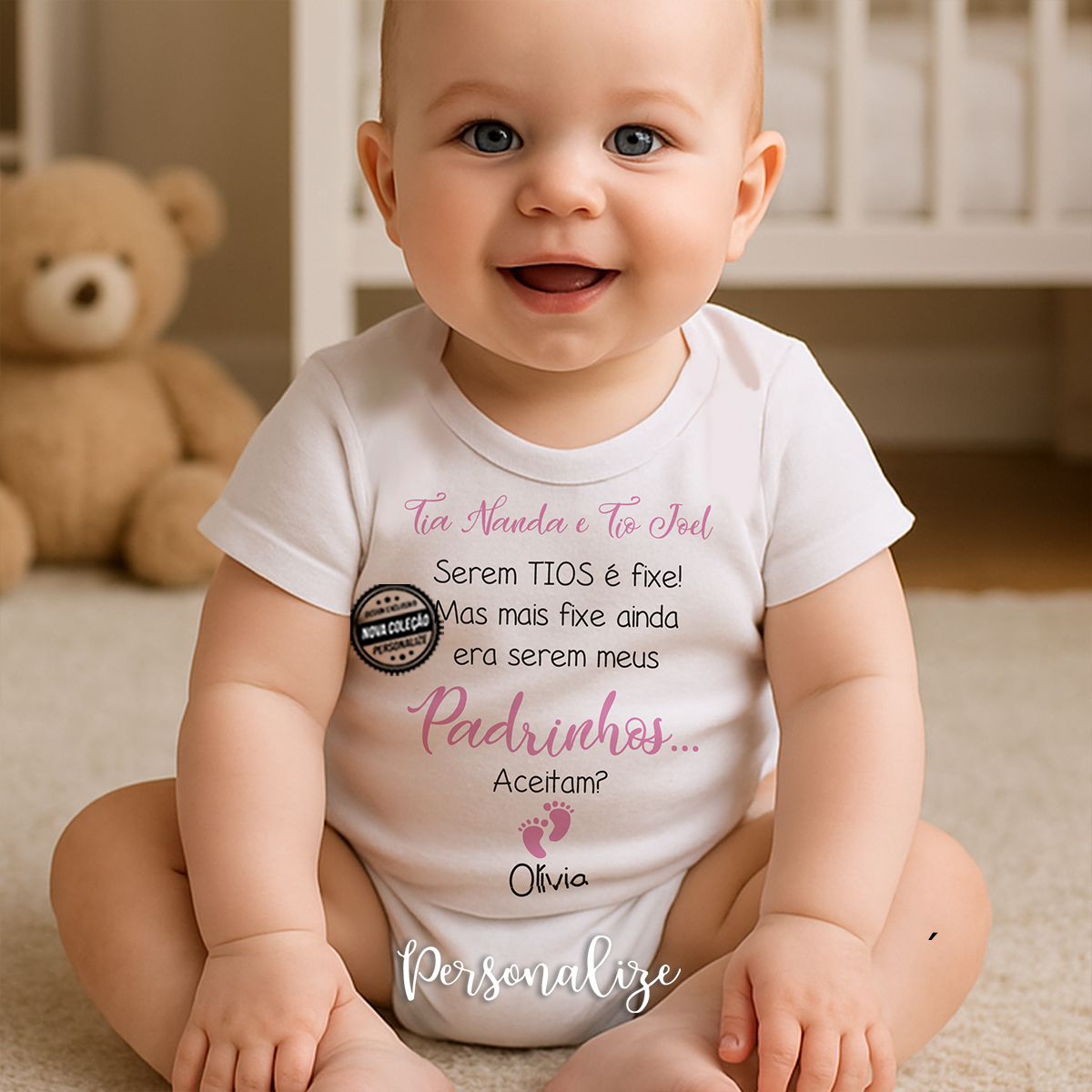 Body de bebé "Convite para padrinhos"
