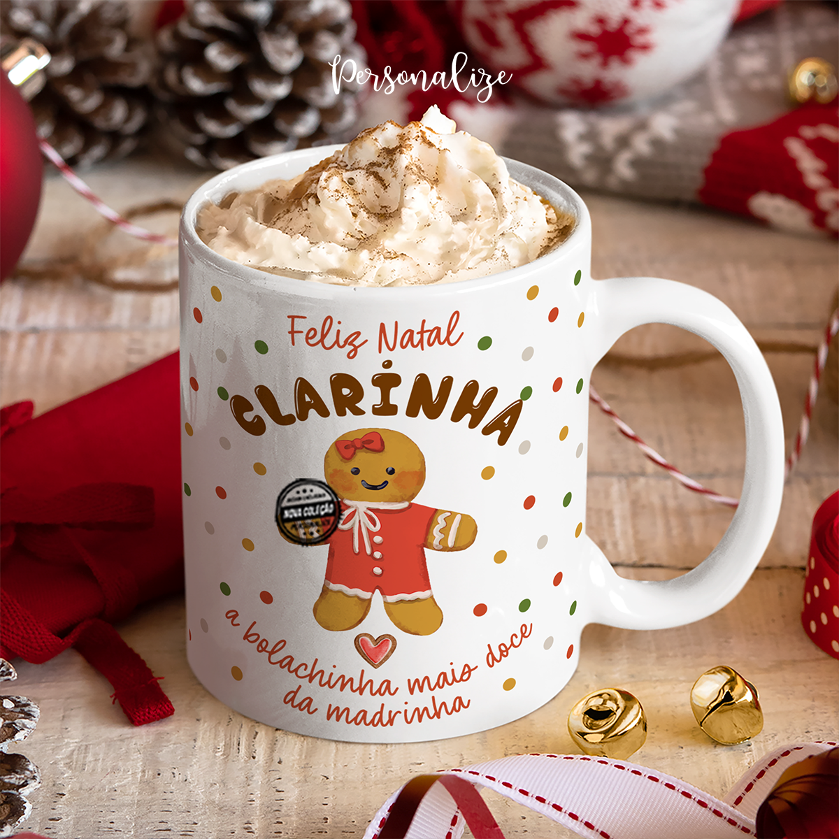 Caneca de Natal "Bolachinha/biscoitinho da madrinha"