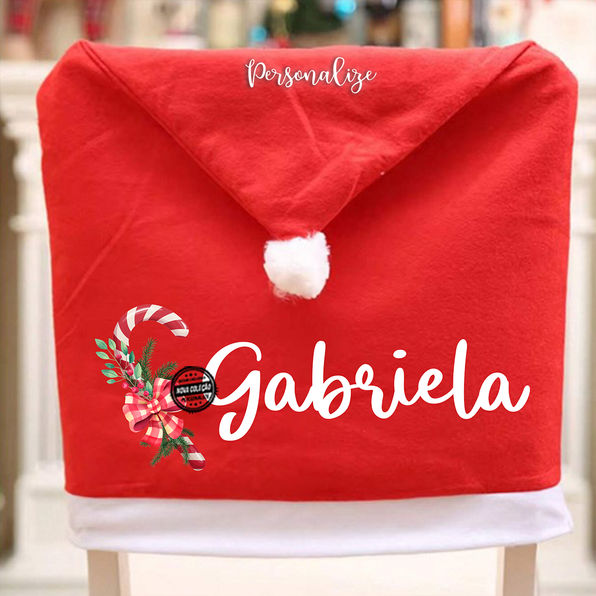 Capa de cadeira Natal "Nome"