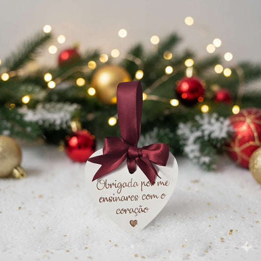 Pendente coração " Obrigado por me ensinares com o coração