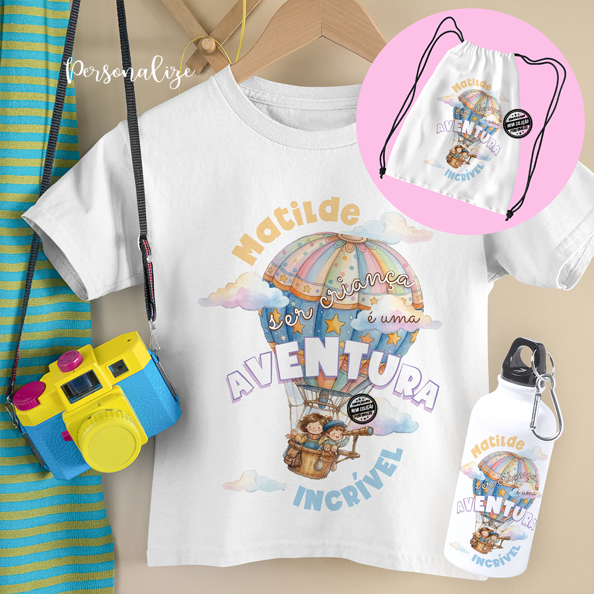 “Ser criança é uma aventura incrível” ✨
E este conjunto personalizado celebra exatamente isso: a alegria de crescer, imaginar e descobrir o mundo.
Modelos confortáveis 100% algodão super confortáveis com uma estampa cheia de cor para alegrar ainda mais este dia tão especial.
E para ser ainda mais especial com mochila e garrafa a condizer. 