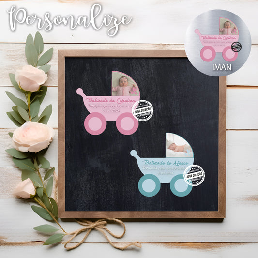 Íman carrinho de bebé "Batizado"