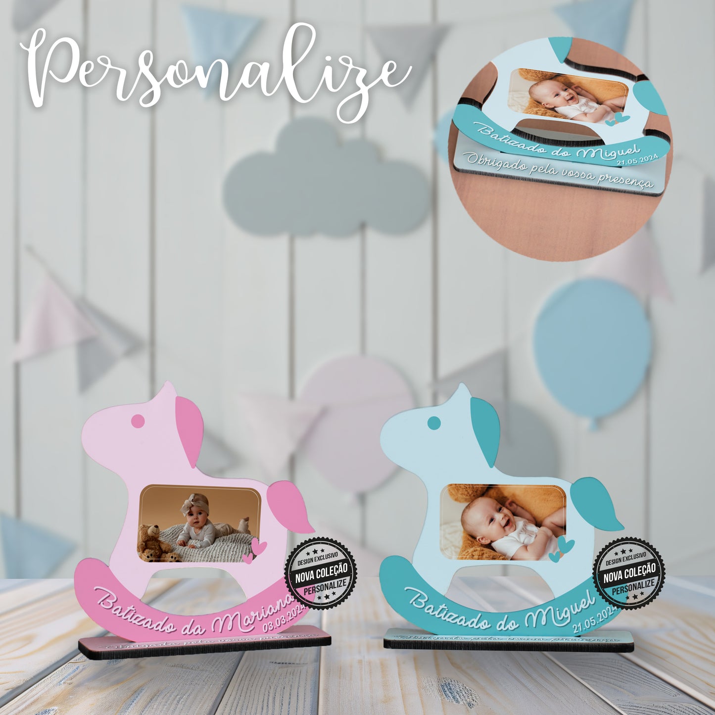 Moldura cavalinho de bebé "Batizado"