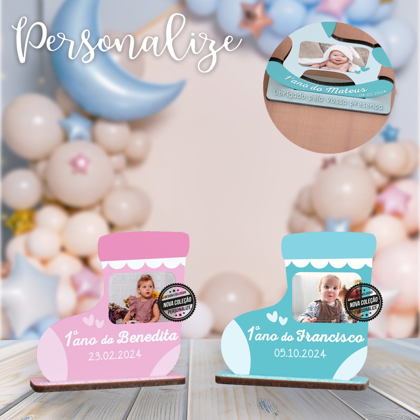 Moldura botinha " 1º aniversário"