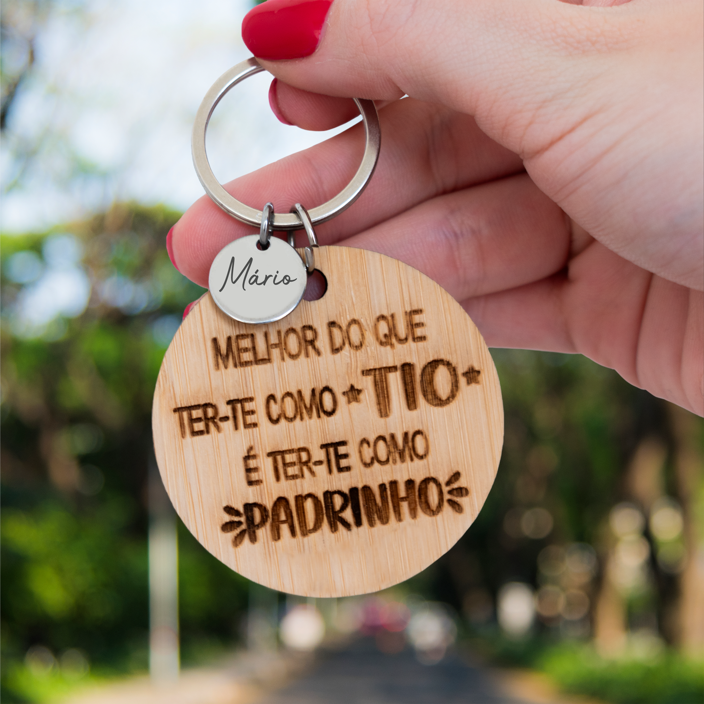 Porta-chaves em madeira natural "Padrinho"