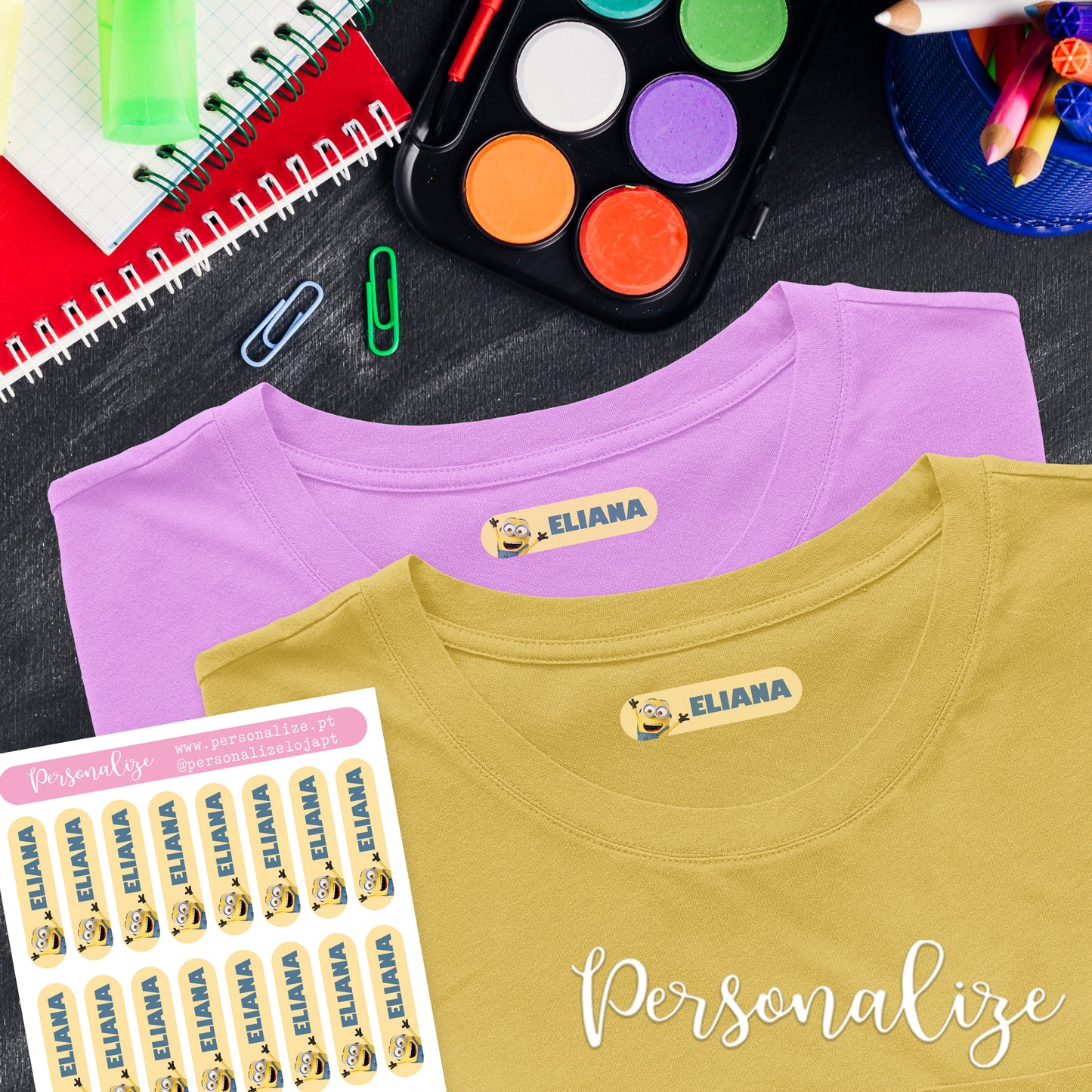 Etiquetas para roupa e material escolar " Personagens "