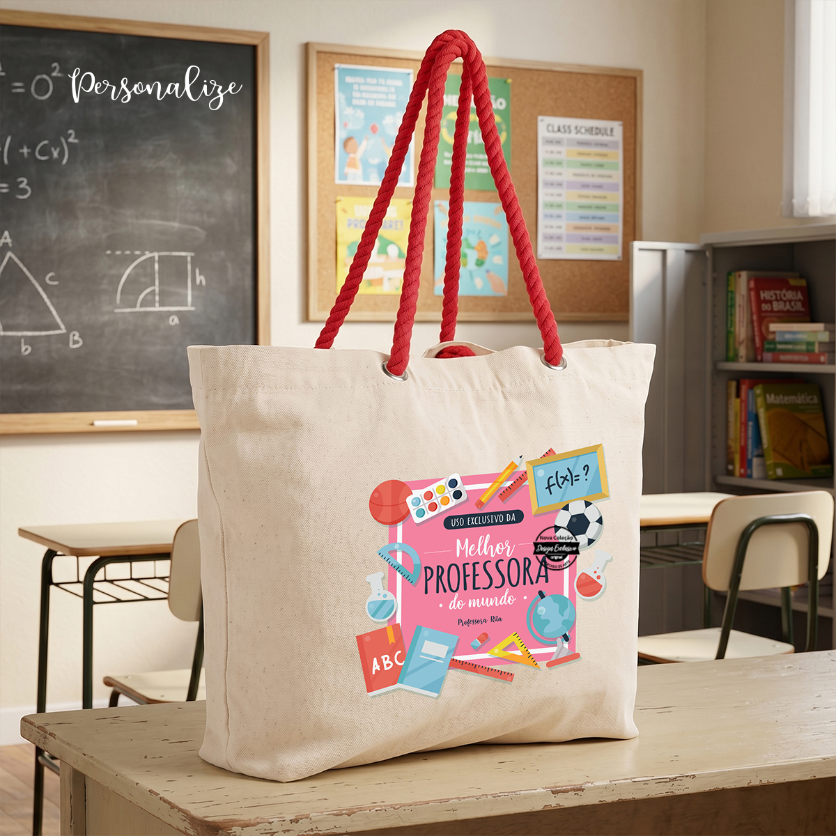 Artigos Personalizados para Professoras 🍎📚✨
Porque quem ensina também merece um presente especial! 💖
Saco alça vermelha "Para uso exclusivo da melhor professora do mundo", personalizado com a frase ou nome que desejar.
Presentes únicos para professoras únicas. ✨