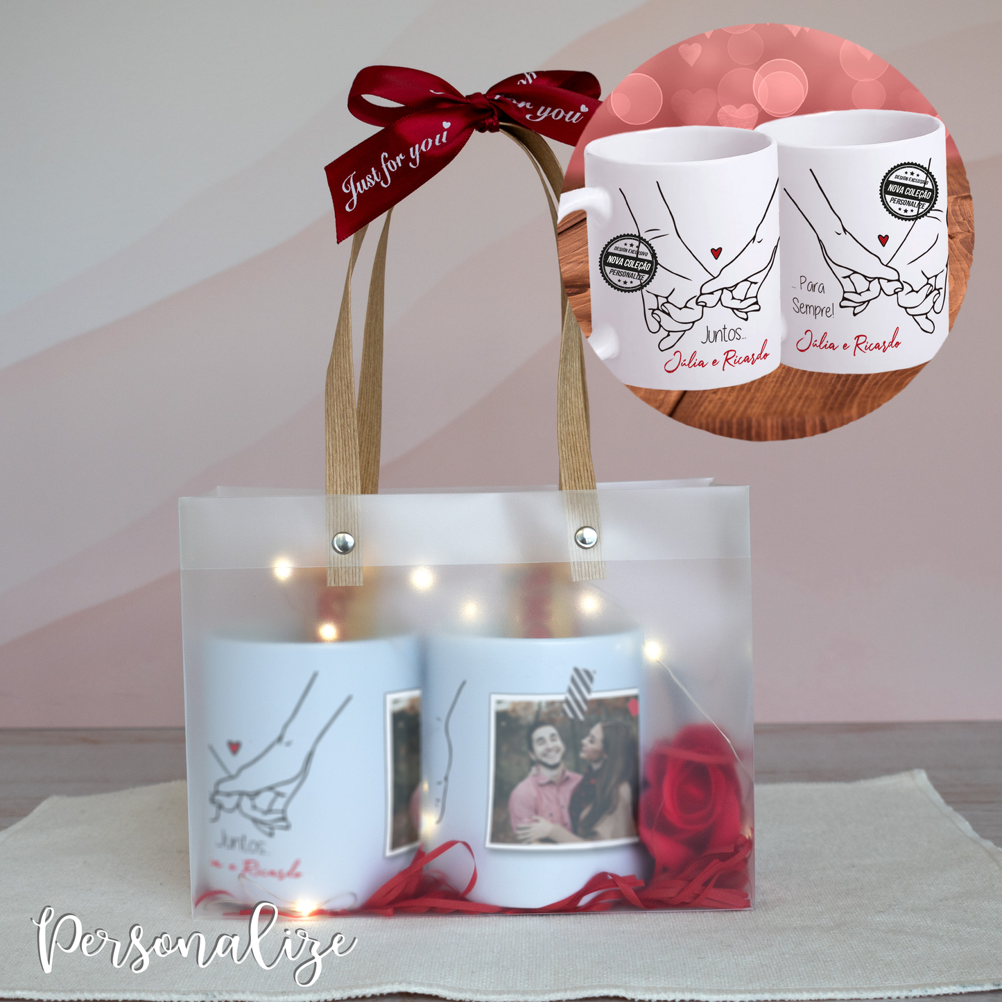 Kit canecas Pinky Promise "Juntos para sempre"