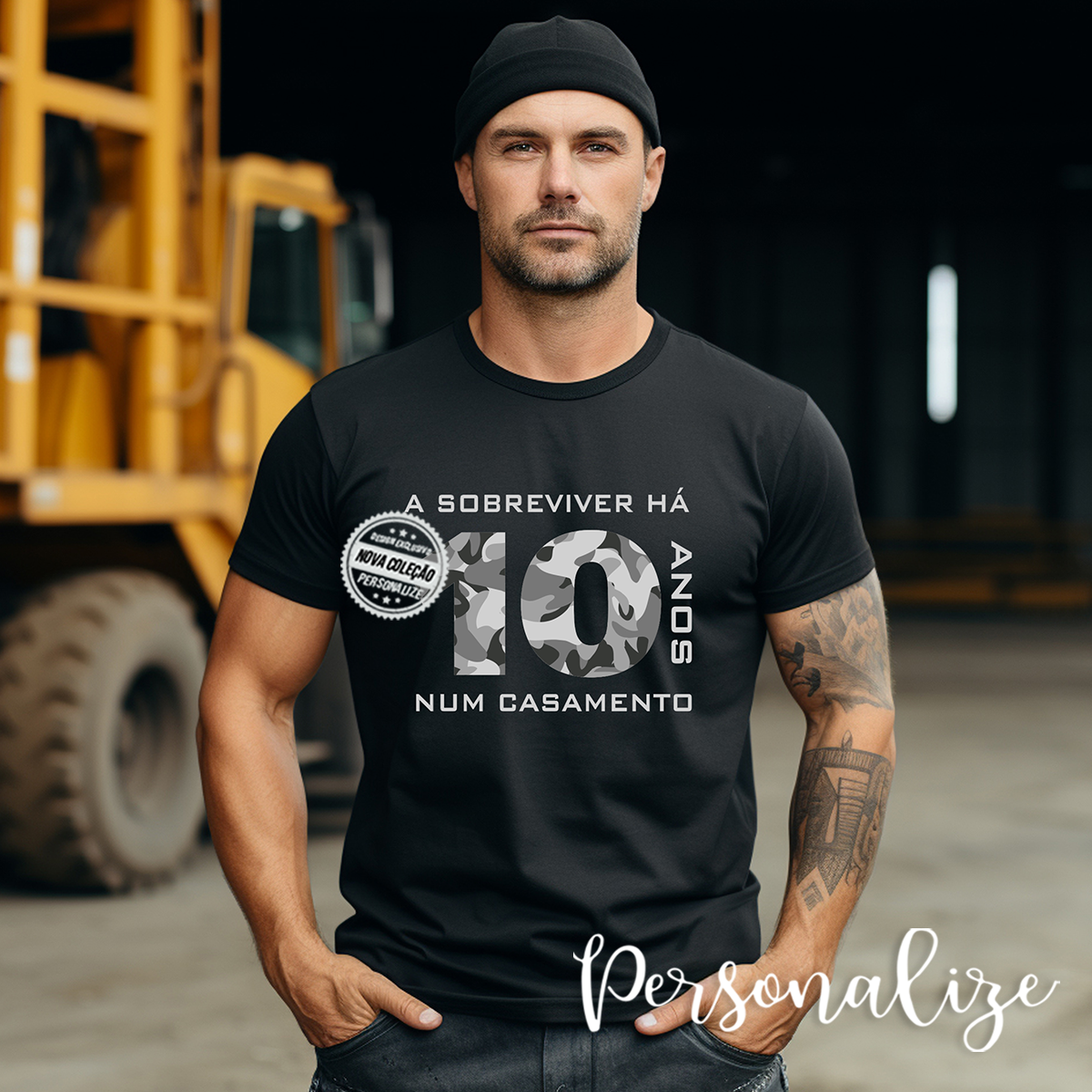 O que importa num casamento é sempre um pouco de sentido de humor!
Há quantos sobreviveram ao seu?
T-shirt personalizada com frase e os anos que desejar.
o presente divertido para oferecer ao marido, seja no aniversário, dia dos namorados, natal ou numa data especial.