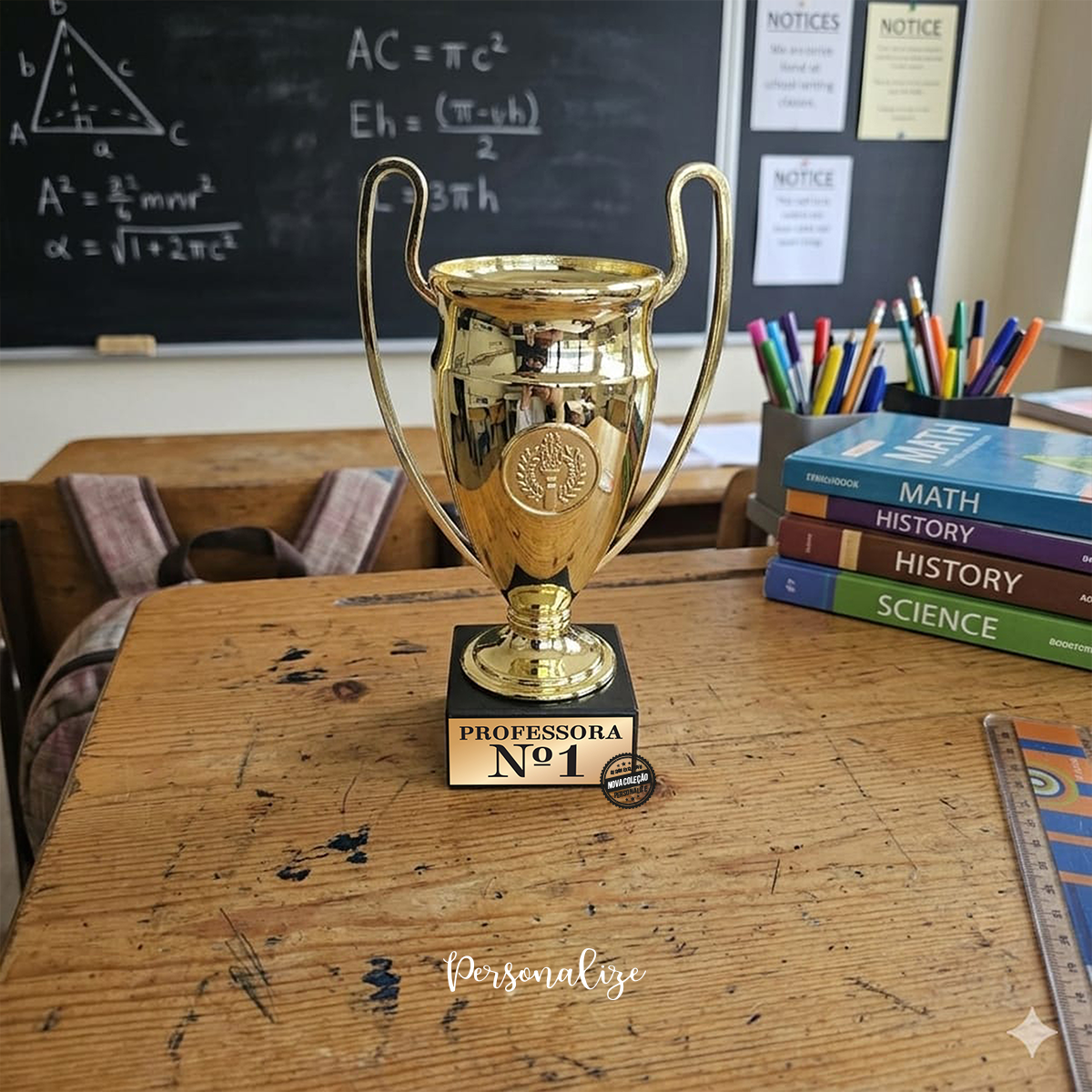 Celebra a dedicação e o impacto de quem ensina com este troféu de reconhecimento. 🏆✨
Troféu "Professora Nº1" simboliza a excelência, o esforço e a paixão pela educação. Personalizado com a frase que desejar.
Uma peça marcante que não passa despercebida, perfeita para destacar o valor de quem faz a diferença todos os dias na sala de aula.