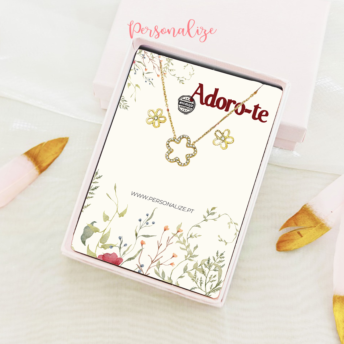 Conjunto fio e brincos "Flor"