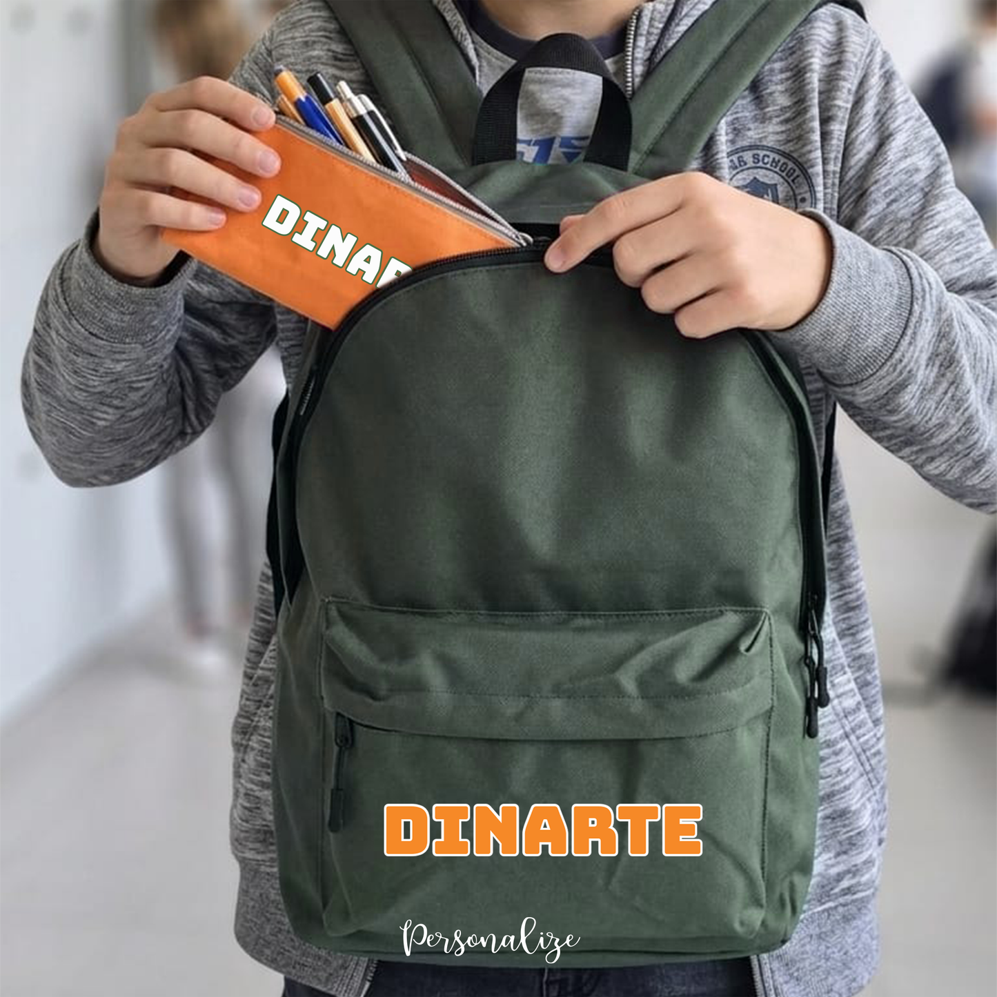 Conjunto mochila e estojo personalizados "Nome"