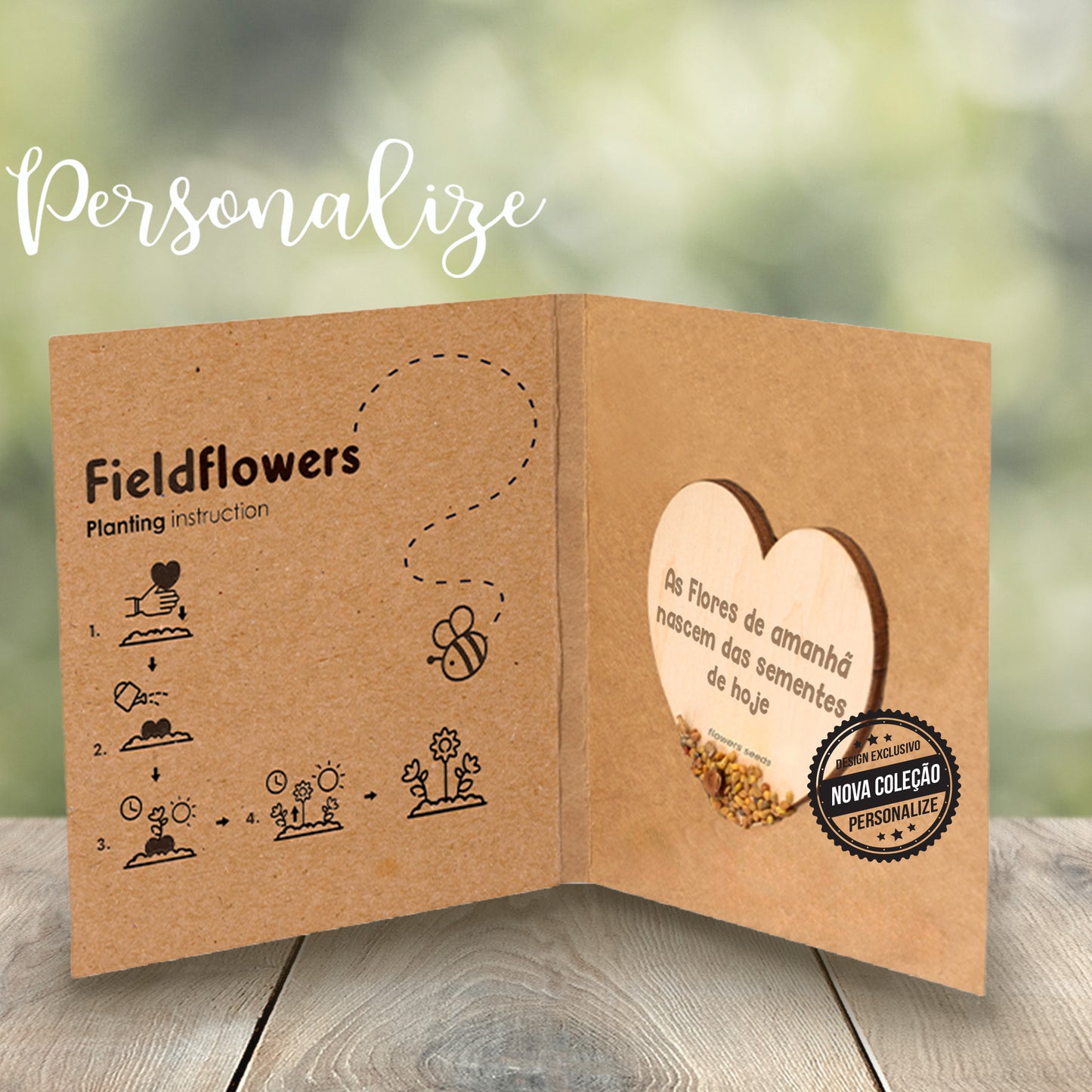 Postal "Coração de sementes"