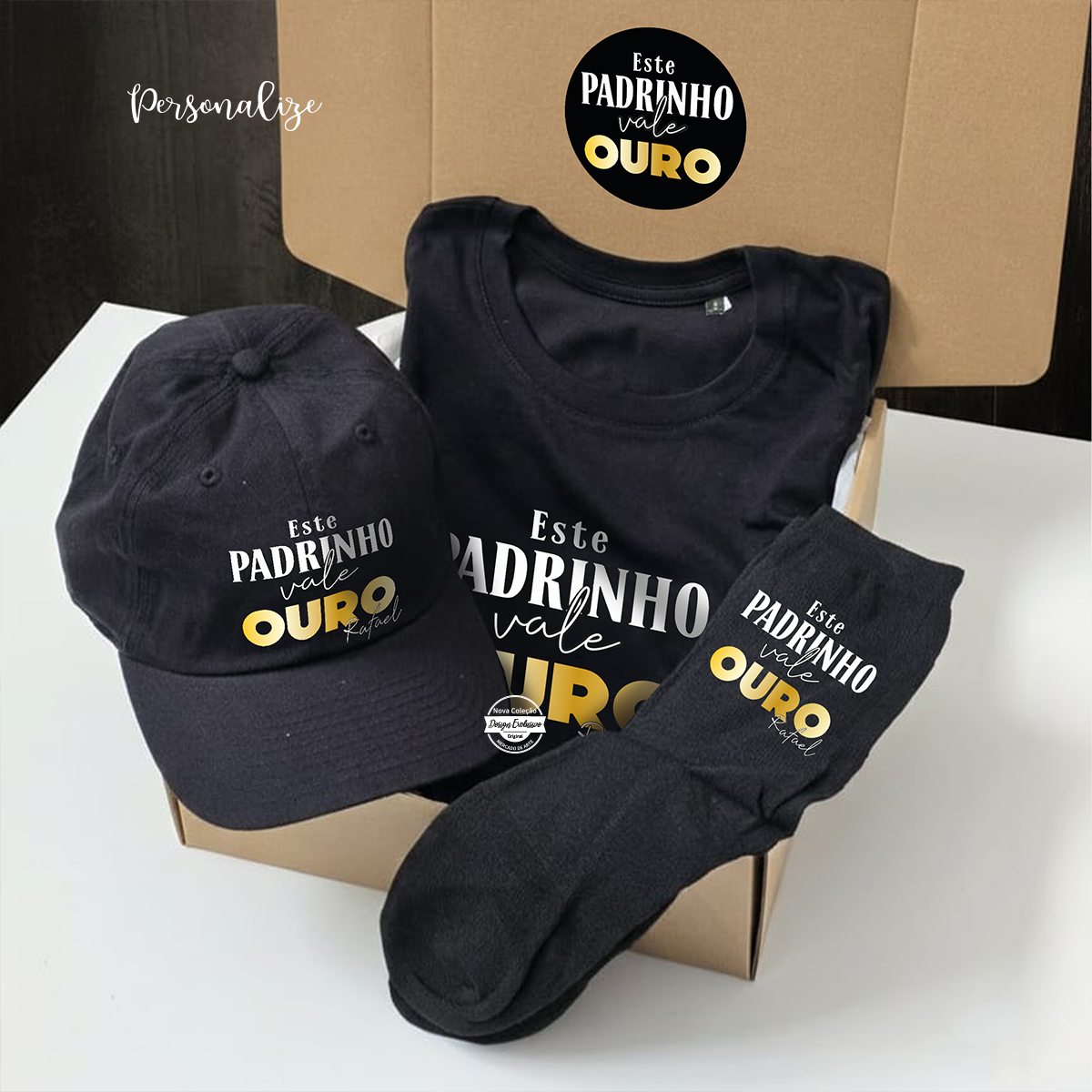 Kit "Este Padrinho vale ouro"
