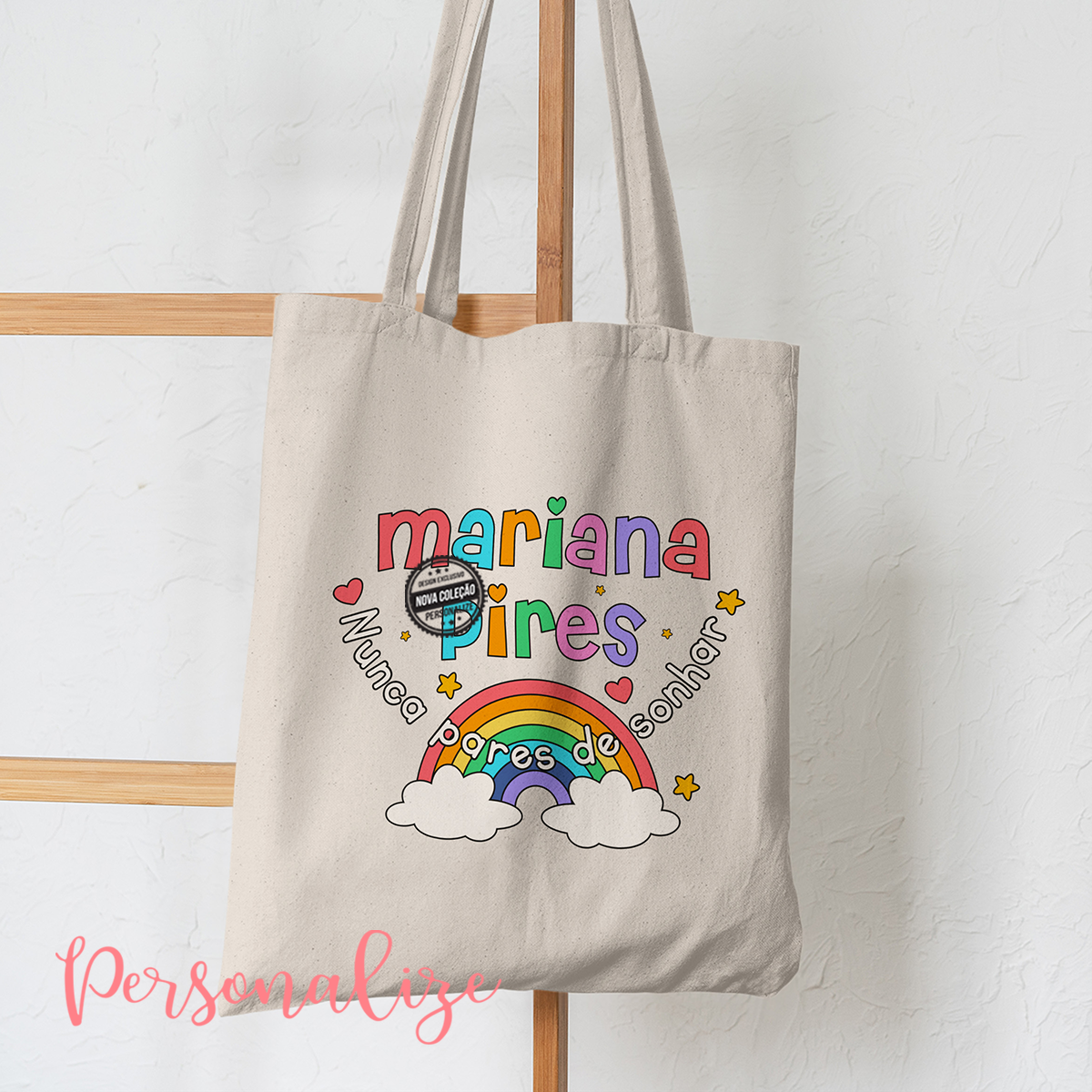 Saco de tecido " Nunca pares de sonhar"