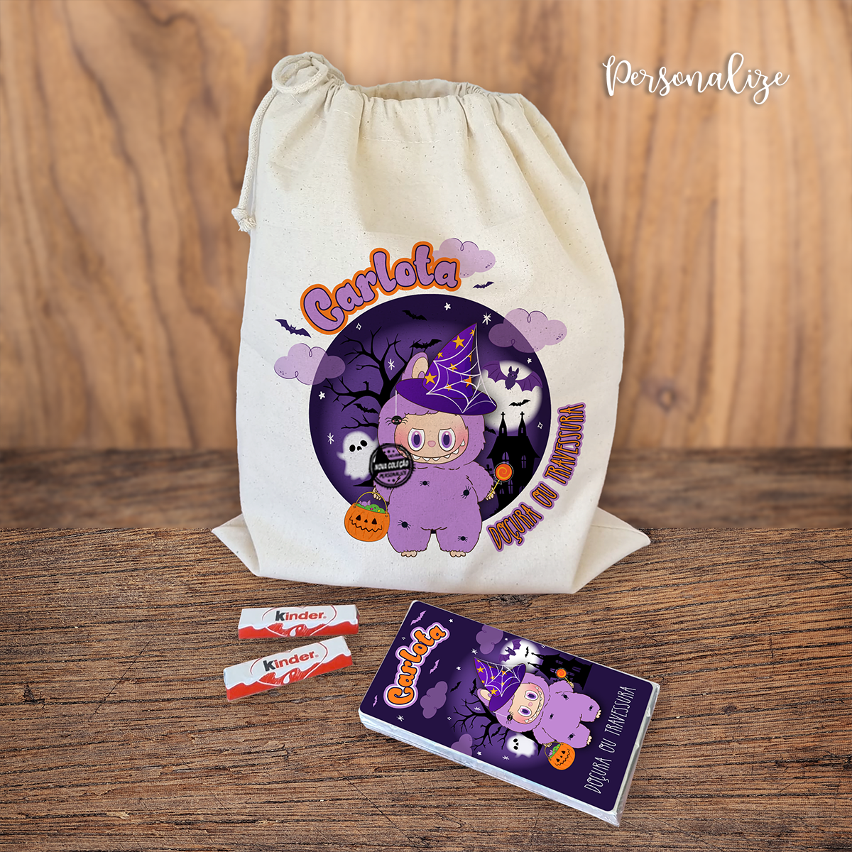kit com doces halloween "labubu"