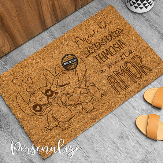 Tapete de entrada "Stitch e Angel"