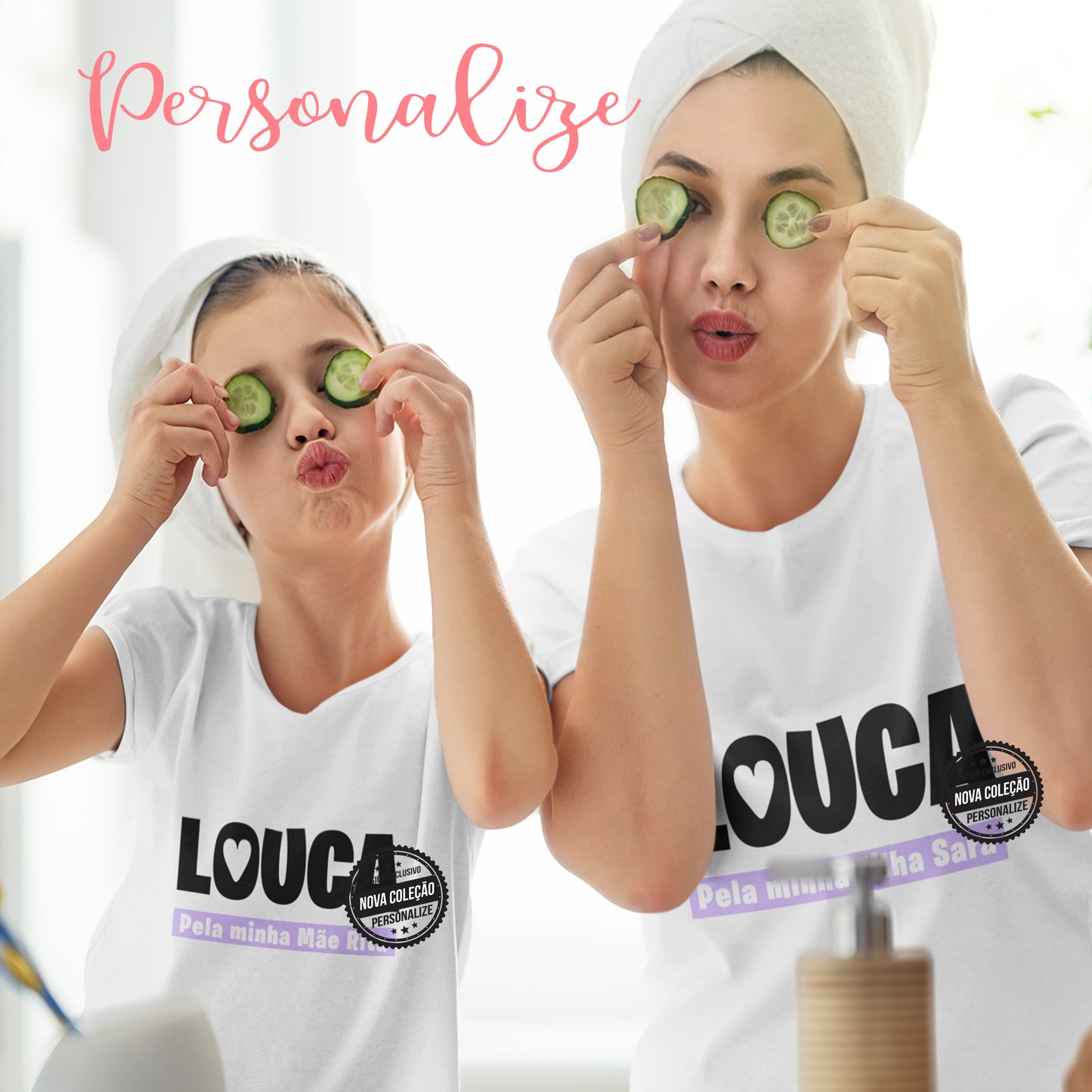 T-shirt 100% algodão "Louca pela minha mãe/filha"