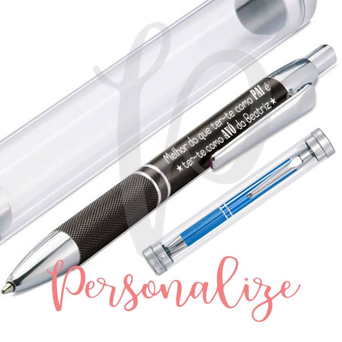 Caneta em alumínio com tubo e caixa de oferta Personalize