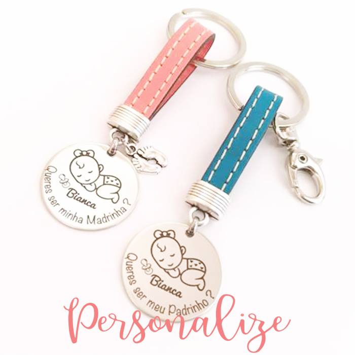 Porta chaves aço inox (Padrinhos) Personalize