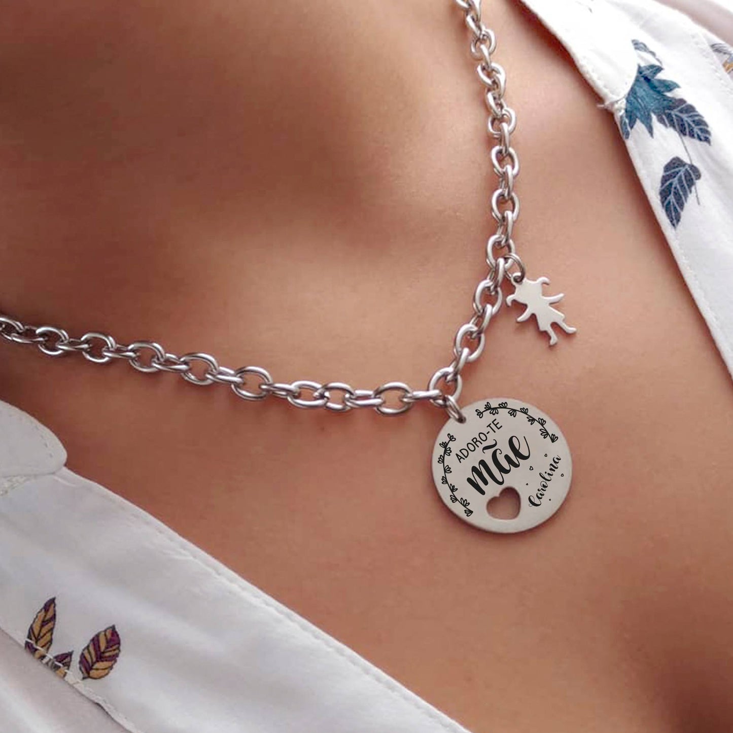 Fio em aço inox "Adoro-te mãe" Personalize