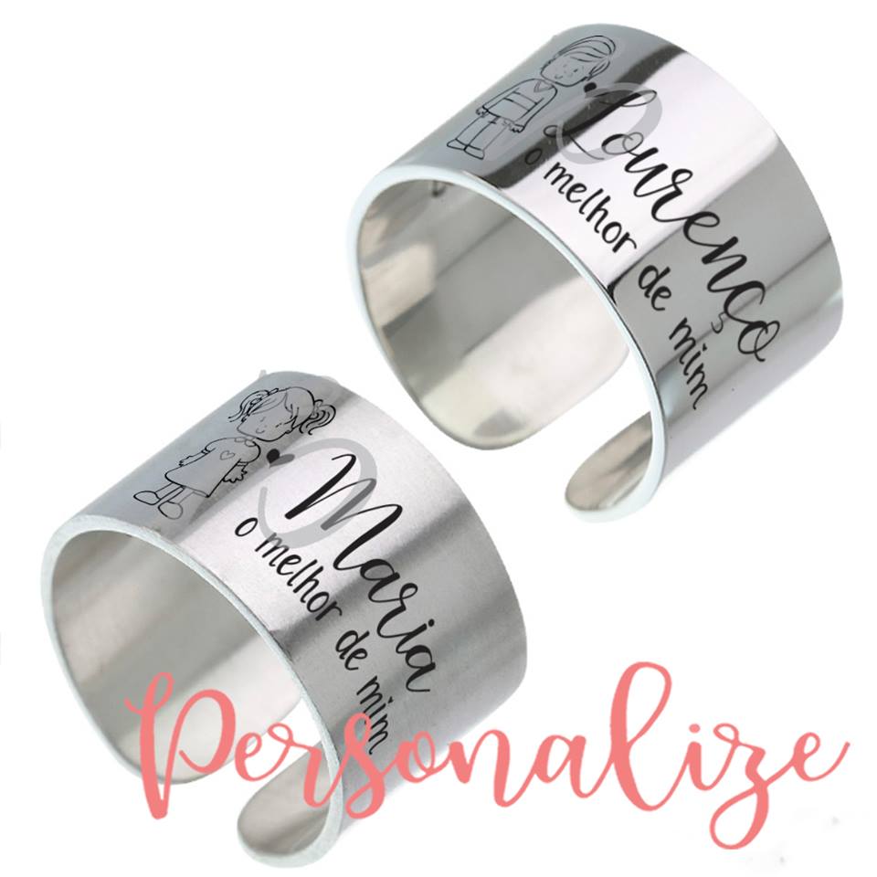 Anel ajustável com meninos e nomes Personalize