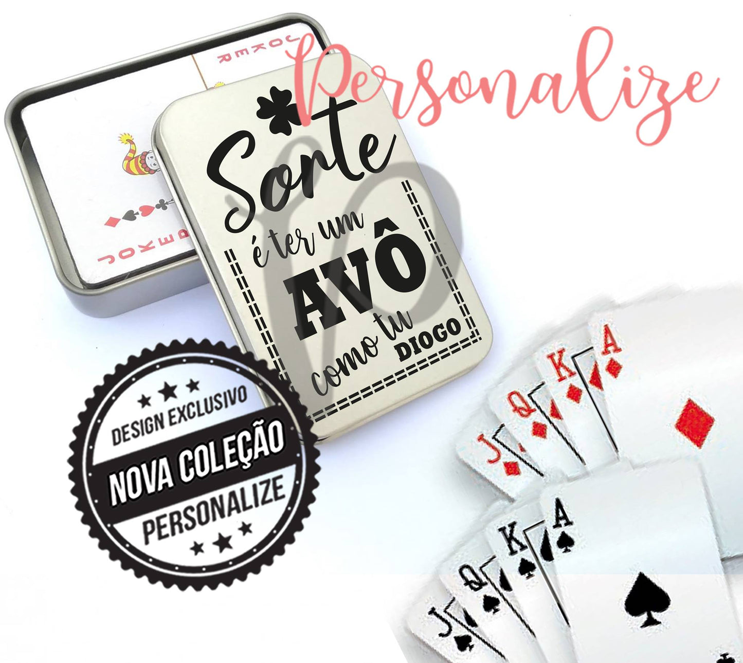 Baralho de cartas " Sorte é ter um avô como tu" Personalize
