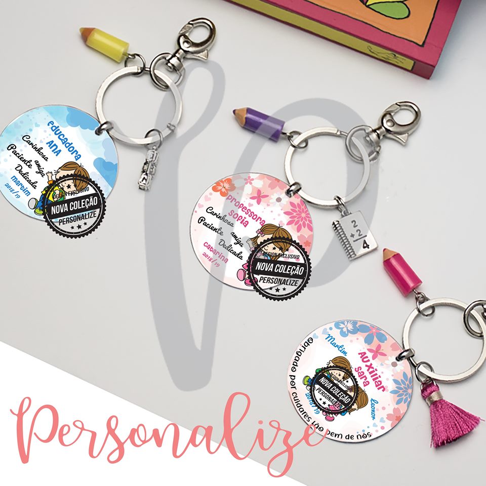 Porta chaves aço inox com gravação a cores Personalize