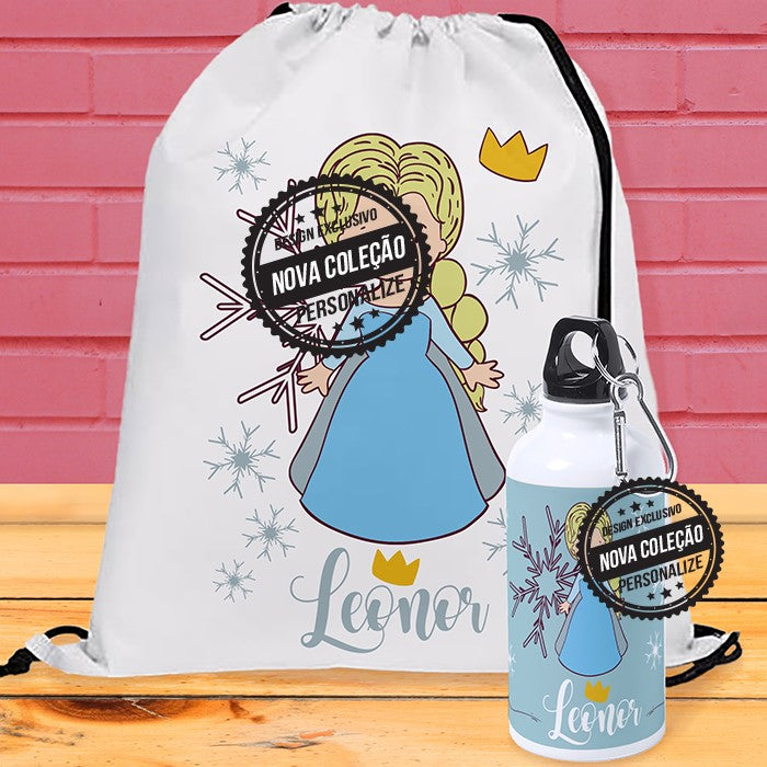 Mochila e garrafa personalizaveis