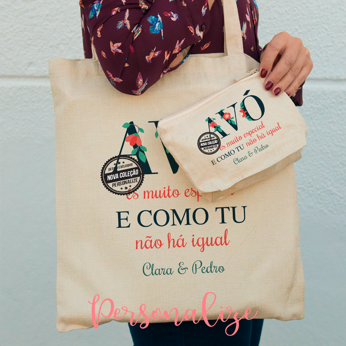 Saco e/ou bolsa de tecido " Avó és muito especial e como tu não há igual "