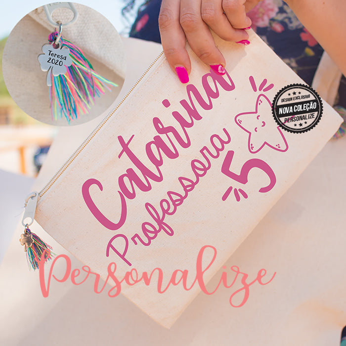 Bolsa em algodão " Professora 5 estrelas "