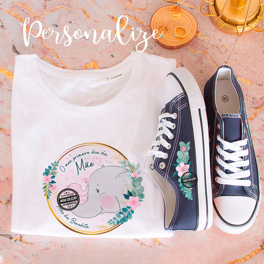 T-shirt 100% algodão  e/ou ténis "O meu primeiro dia da mãe"