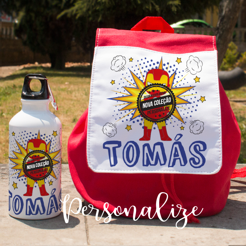 Mochila e/ou garrafa " Super heróis"