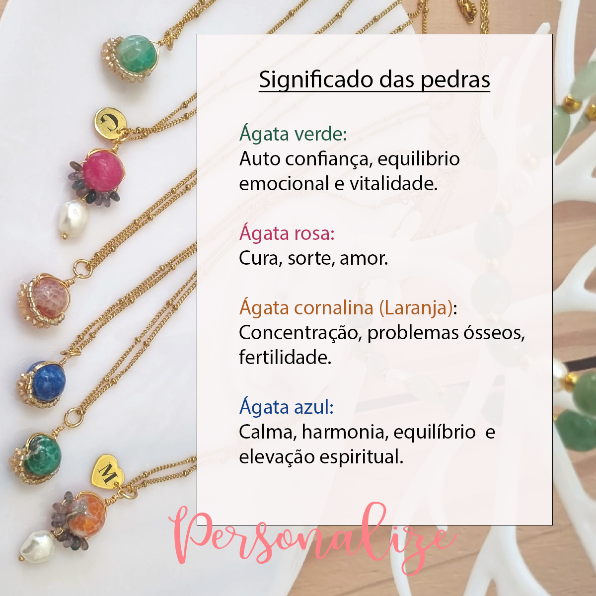 Fio duplo bolinhas pedra natural "Inicial"