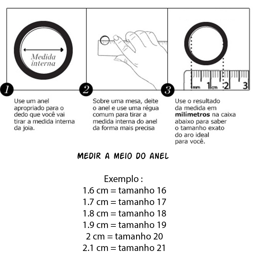 Anel aço inox meia cana 6 mm Personalize