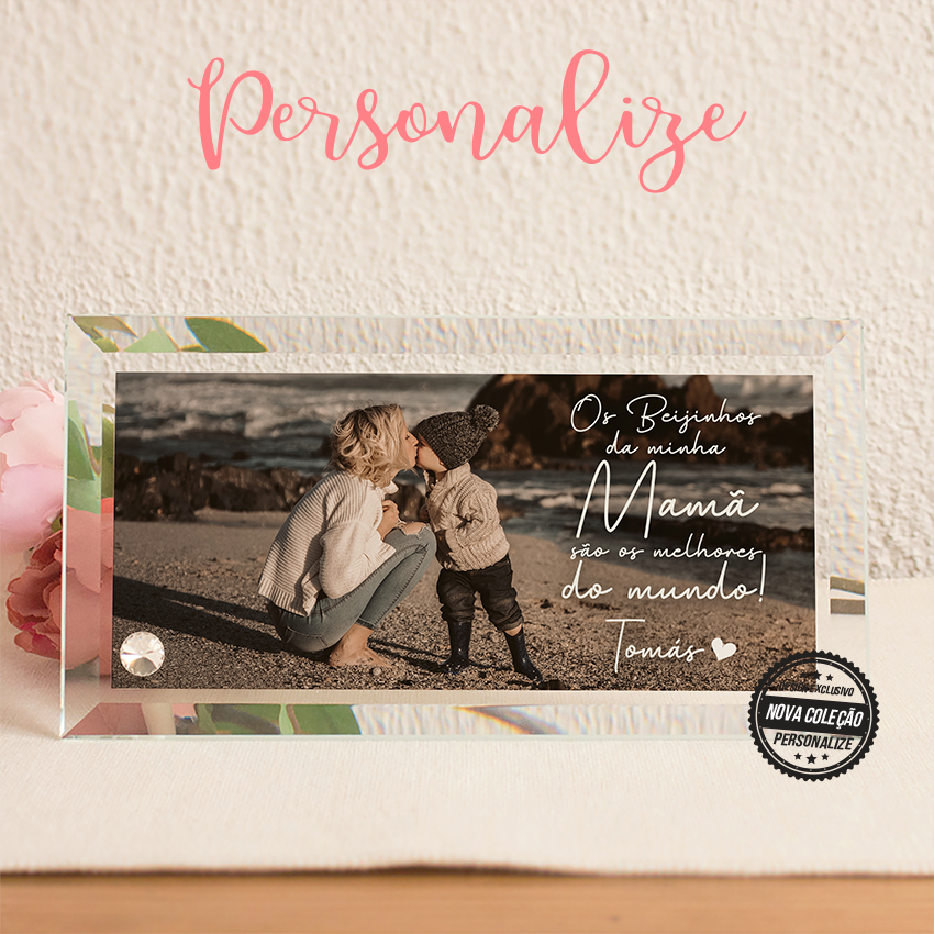 Moldura panorâmica de vidro "Os beijinhos da minha mamã são os melhores"