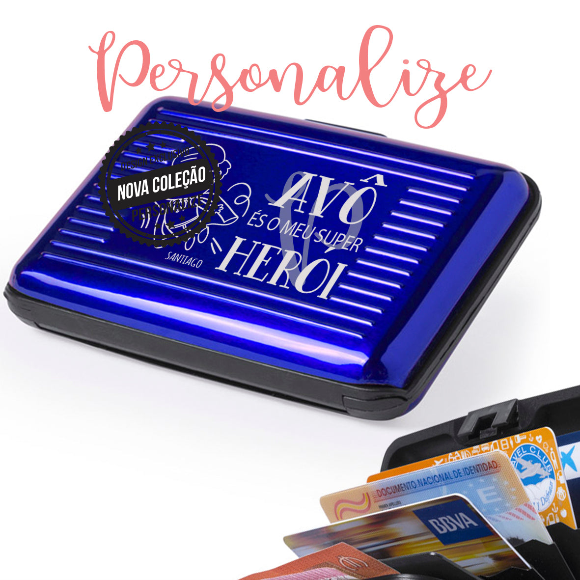 Porta cartões " Avô és o meu super Herói " Personalize