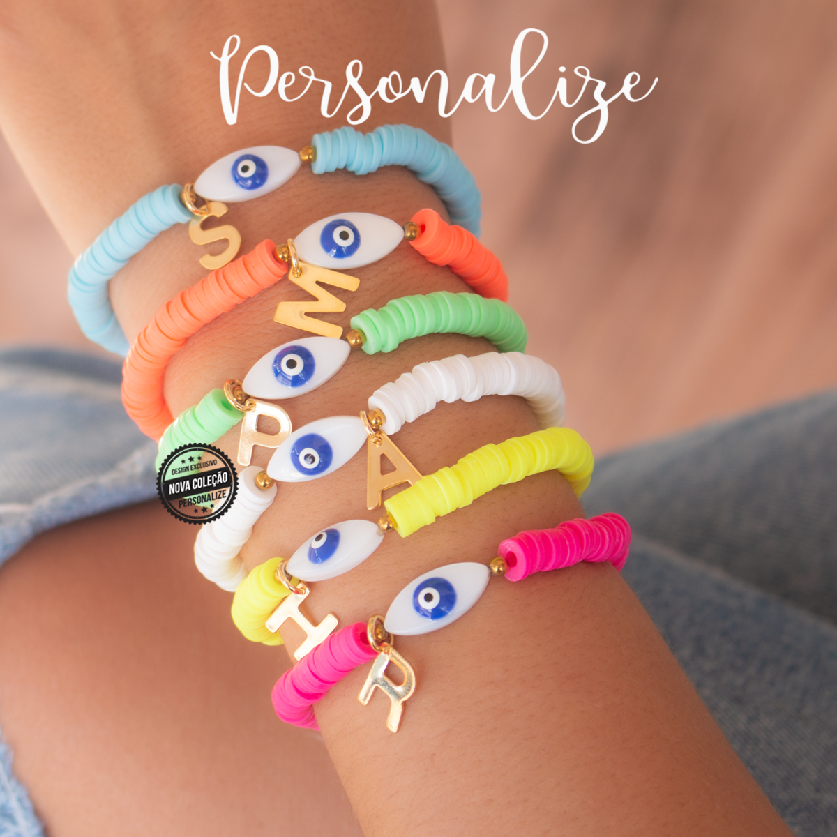 Pulseira olho turco "letras"