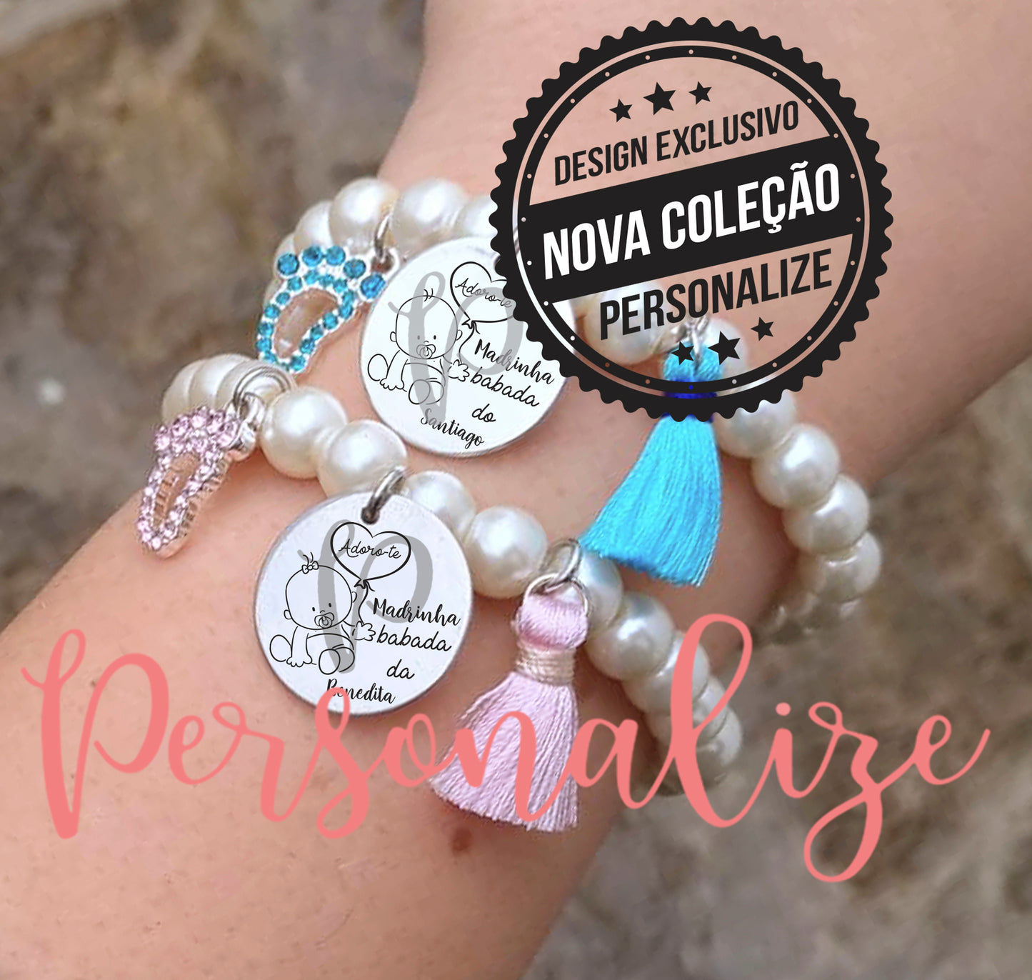 Pulseira de pérolas " Madrinha babada" Personalize