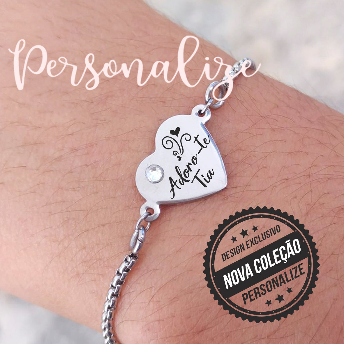 Pulseira ajustável " Adoro-te tia" Personalize