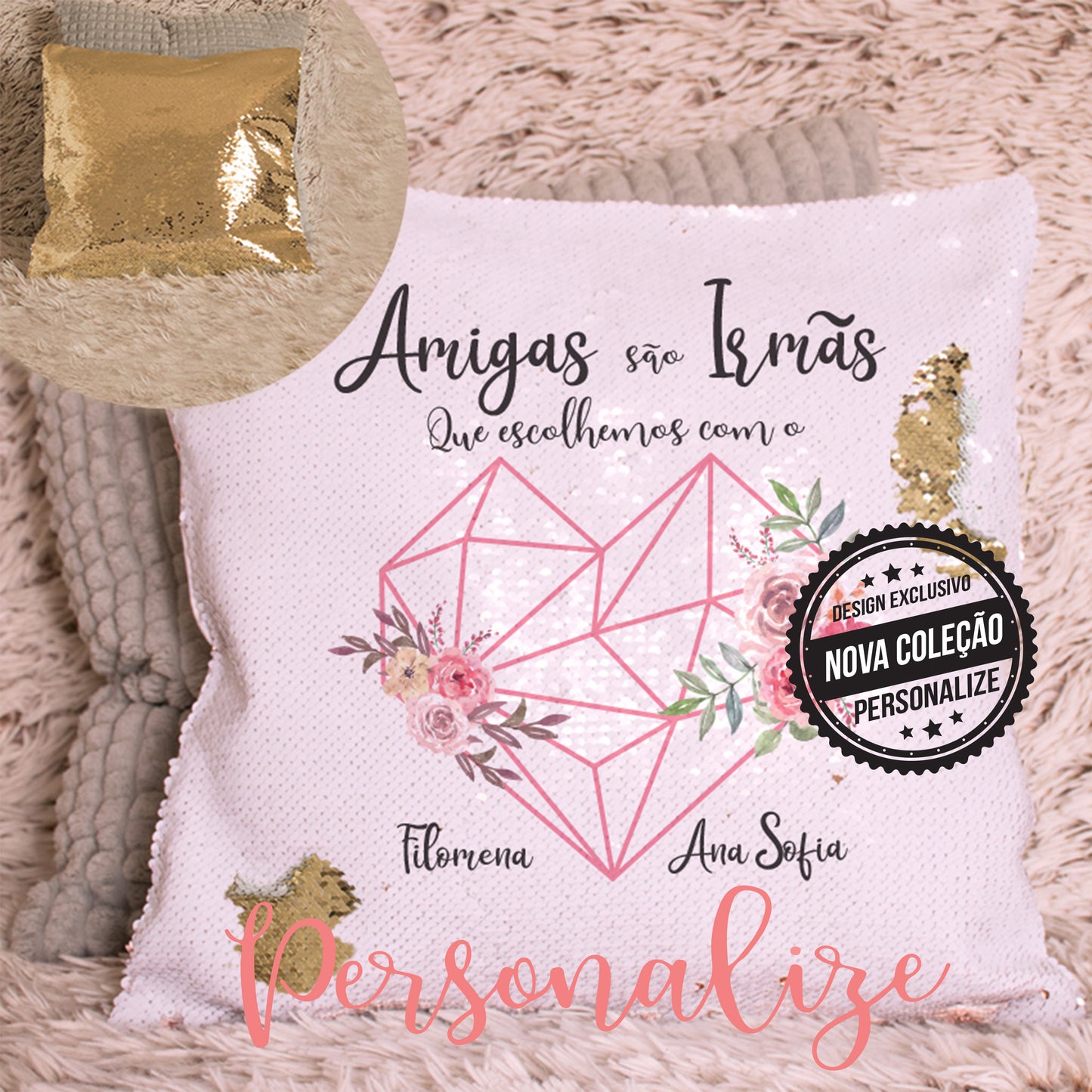 Almofadas de lantejoulas Personalize