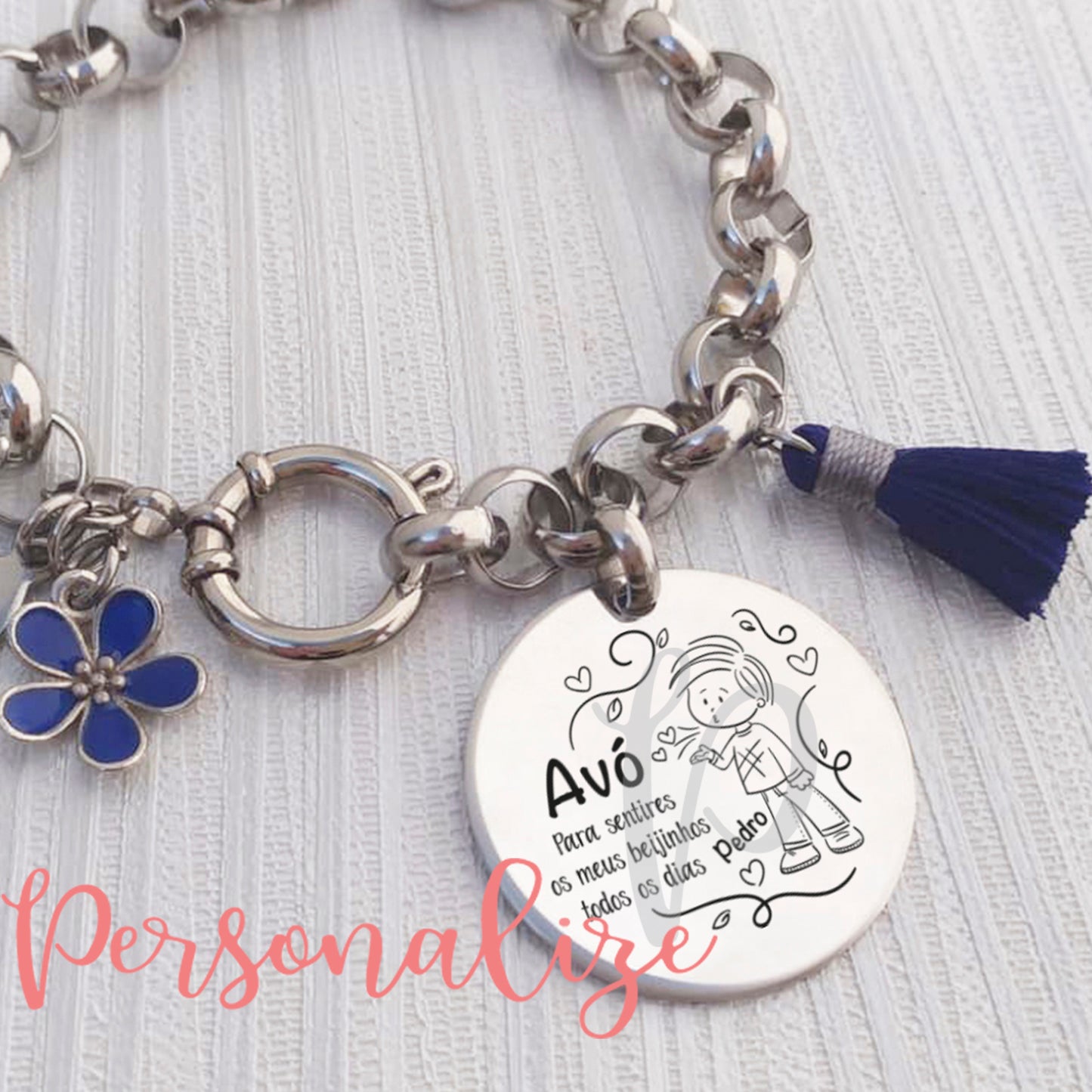Pulseira "Avó para sentires os meus beijinhos todos os dias" Personalize