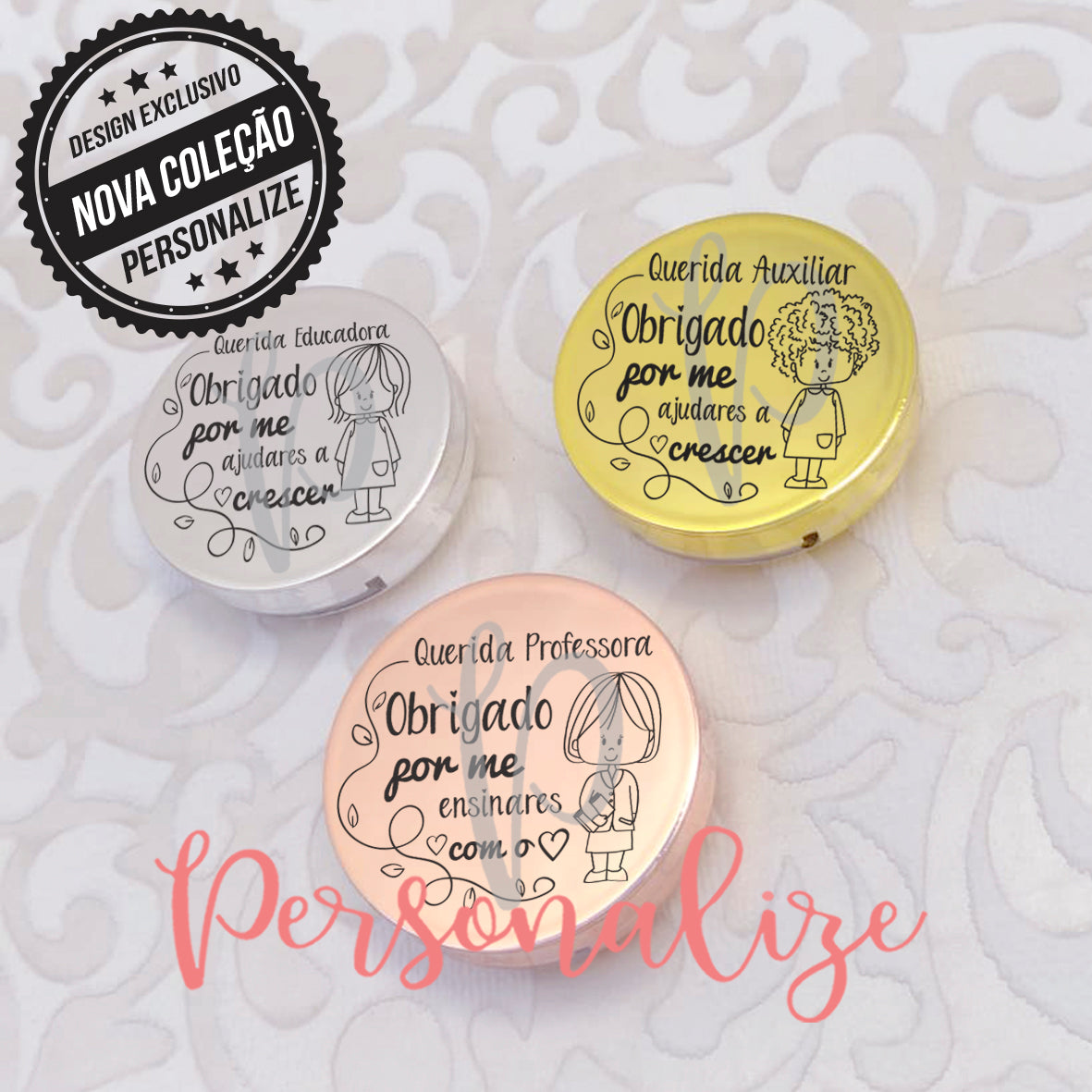 Balsamos com espelho " Professora, Educadora e Auxiliar" Personalize