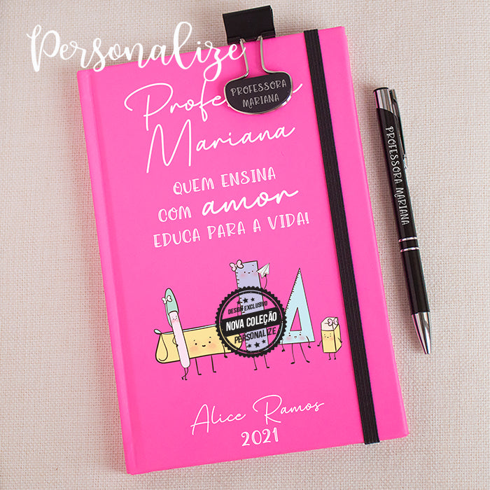 Bloco de notas pautado " Quem ensina com amor educa para a vida "