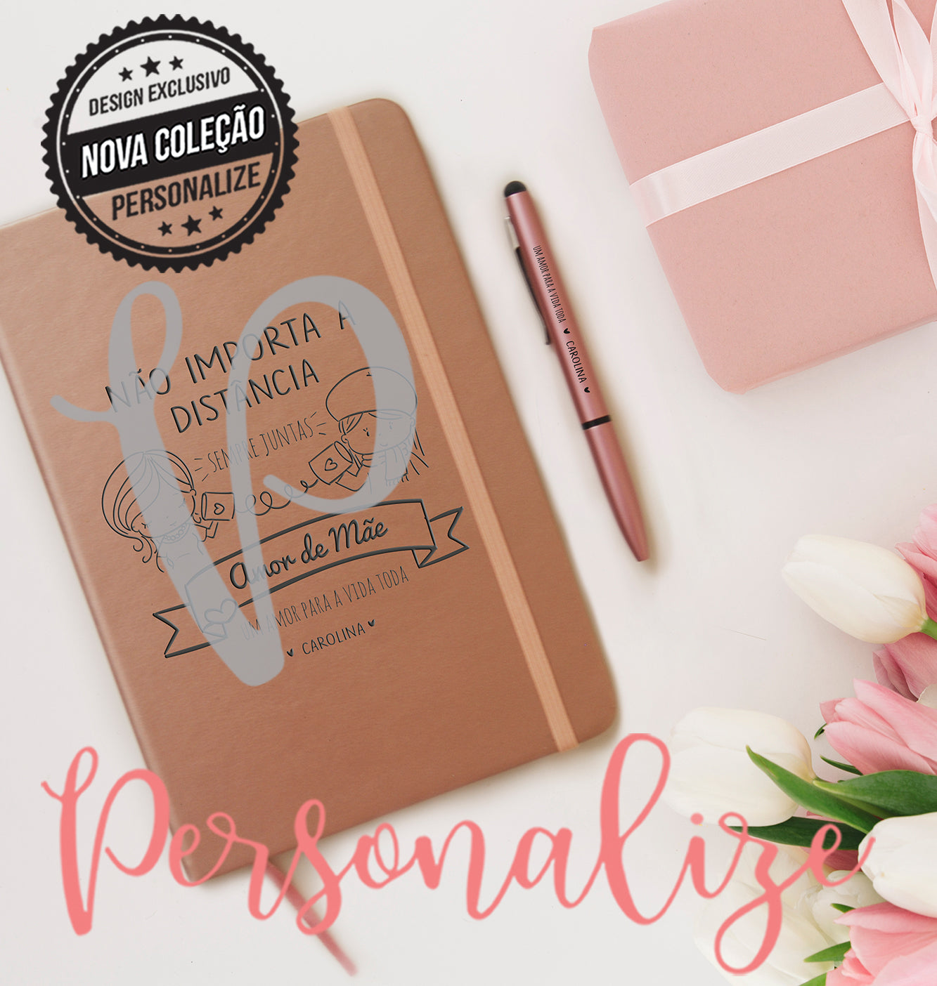 Bloco metalizado "amor de mãe " Personalize