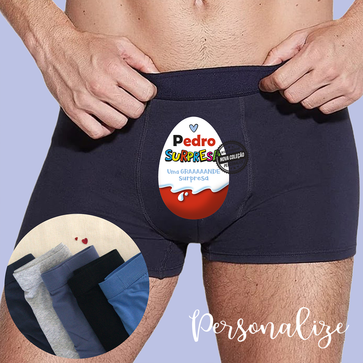 O nossos boxers são sempre um sucesso, por preparámos muitas novidades super engraçadas para si! Boxer personalizado com pequena frase que desejar. Disponíveis do S ao XXL em 5 cores diferentes. REF:NAM408