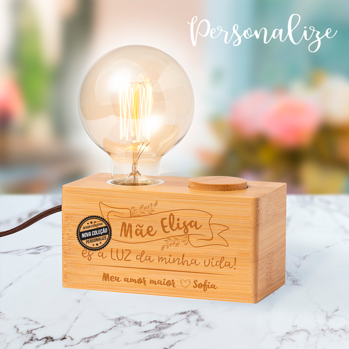 Candeeiro bulbo" Mãe, és a luz da minha vida"