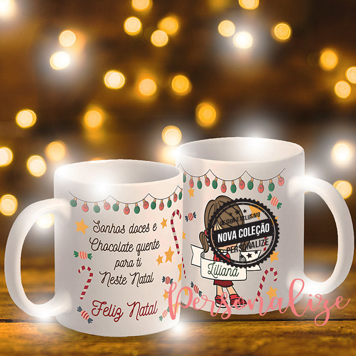 Caneca branca " Sonhos doces e chocolate... Personalize