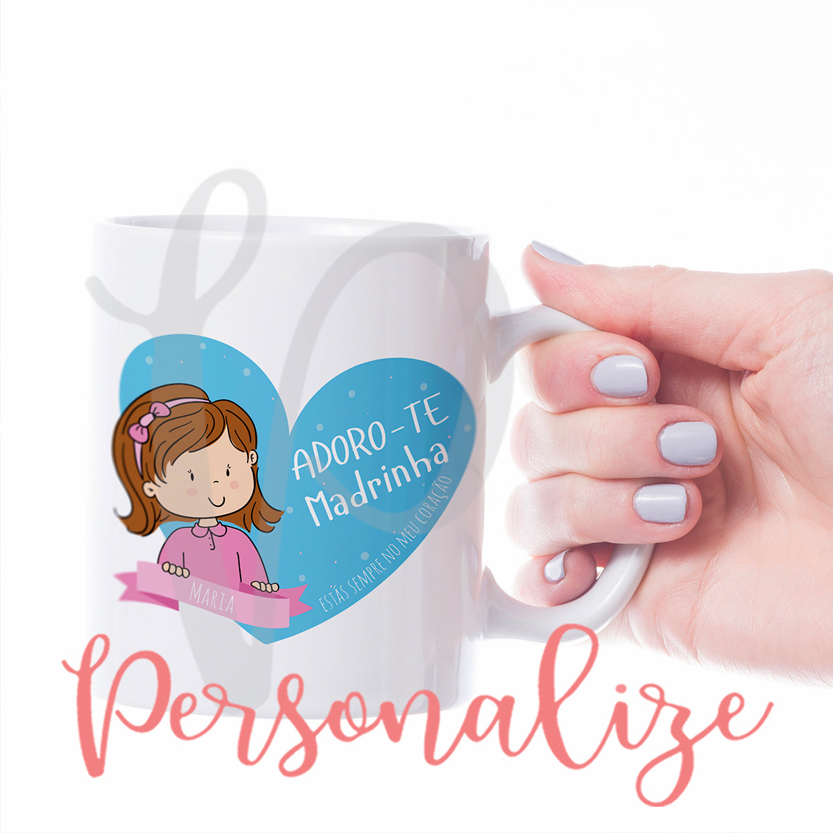 Caneca de cerâmica adoro-te madrinha Personalize