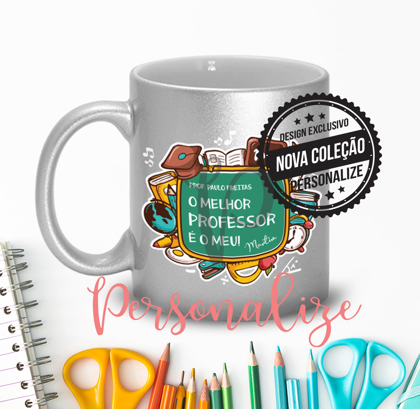 Canecas prateadas (Professora /Professor) Personalize